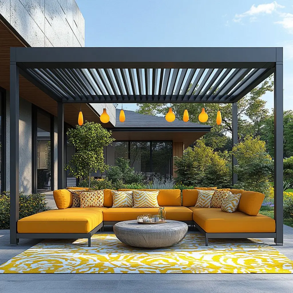 

Smart Modern Motorized Pavilion Automatic Cover Louver Slats Gazebo Waterproof Bioclimatic Louvered Aluminum Gazebo Pergola