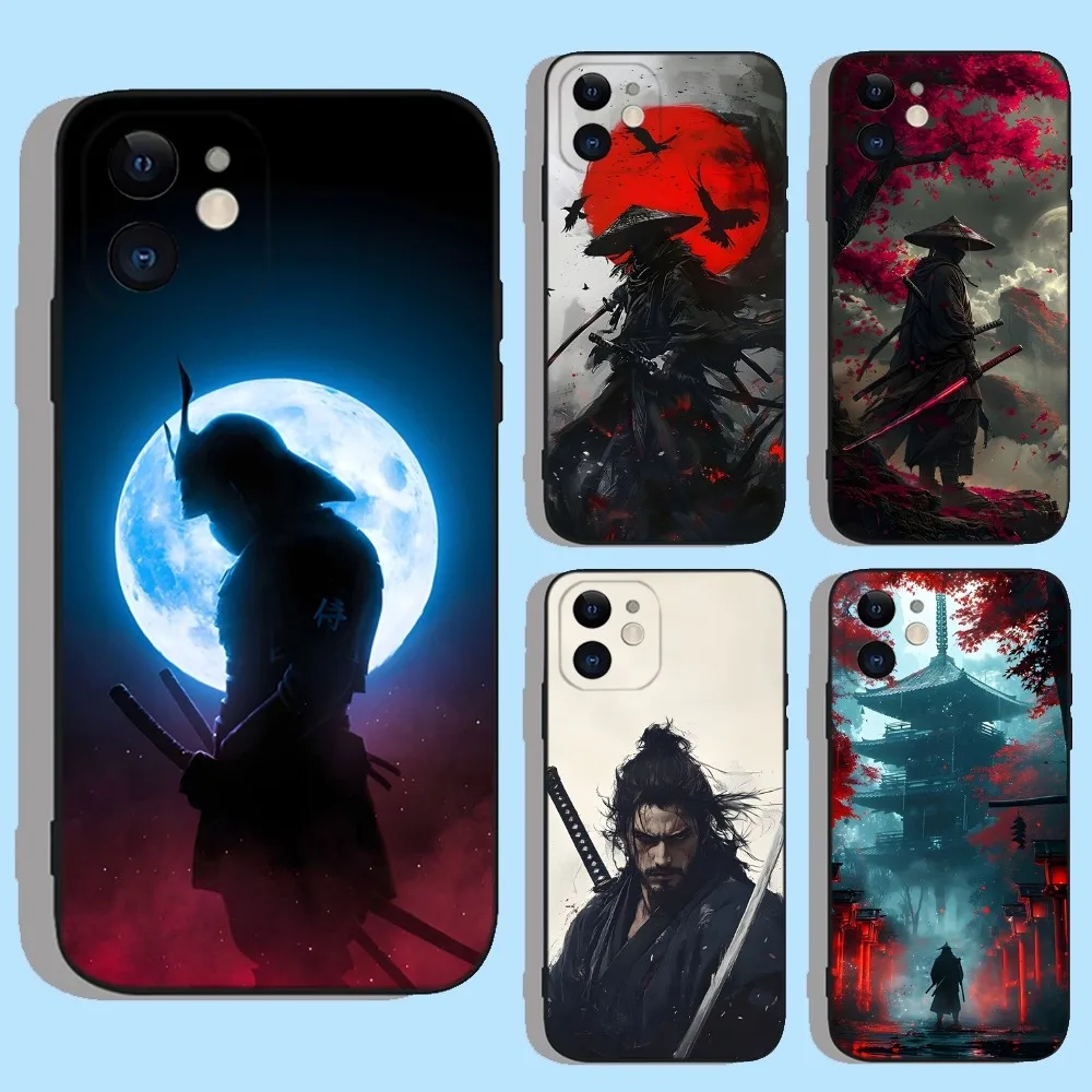 

Samurai Japan Ghost Art Phone Case For iPhone 16,15,14,13,12,11,XS,XR,X,8,7,Pro,Max,Plus,mini Silicone Black Cover