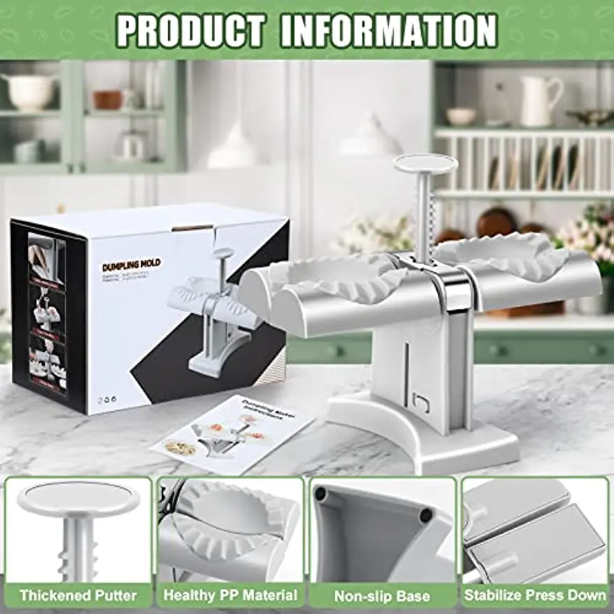 Automatic Dumpling Maker Press Household Double Head Dumpling Making Mold Machine Empanadas Pierogi Maker Tools Kitchen Gadget