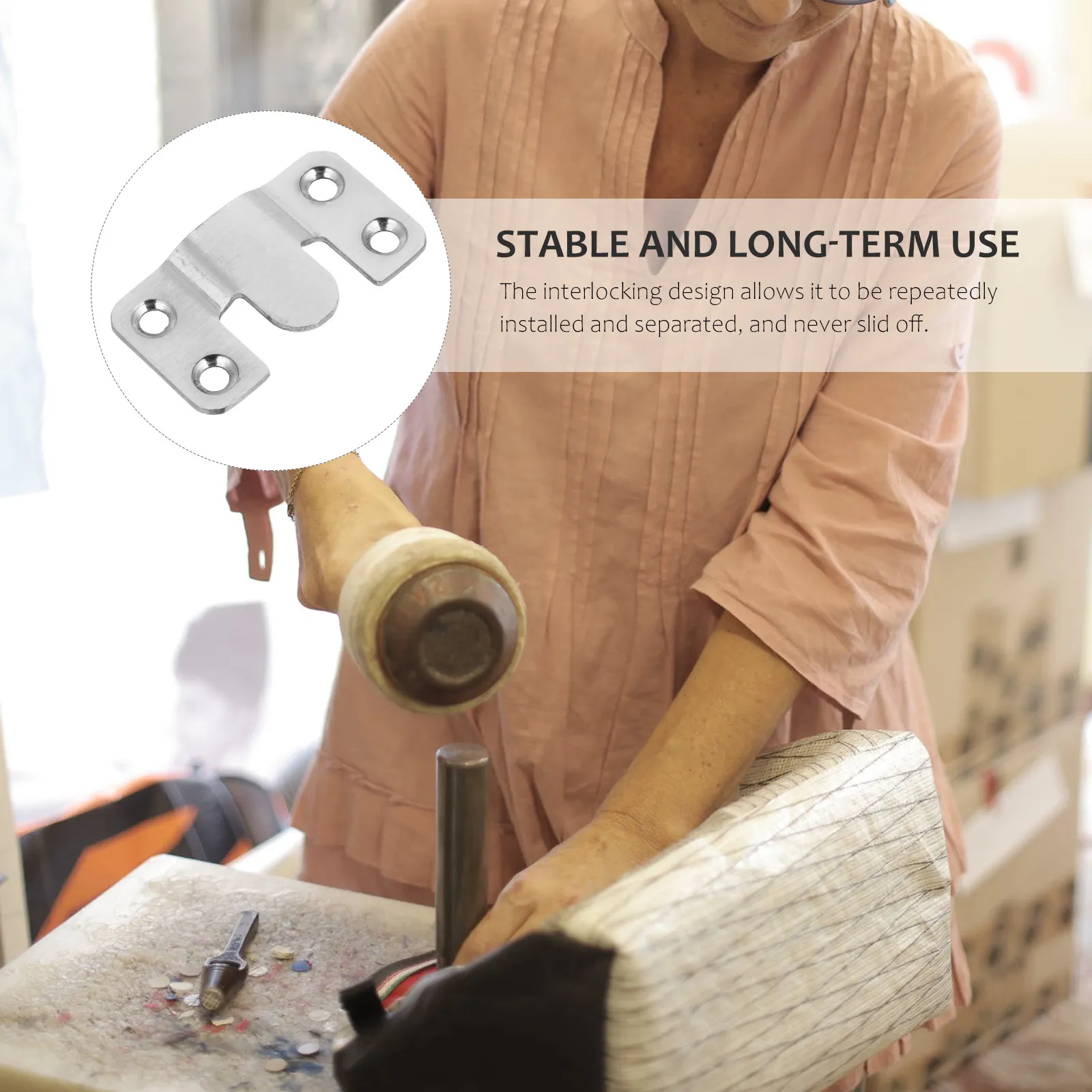 10Sets Stainless Steel Photo Frame Hooks Interlocking Wall Mount Clips for Exhibition Galleries Office Bedroom Living Room Flush