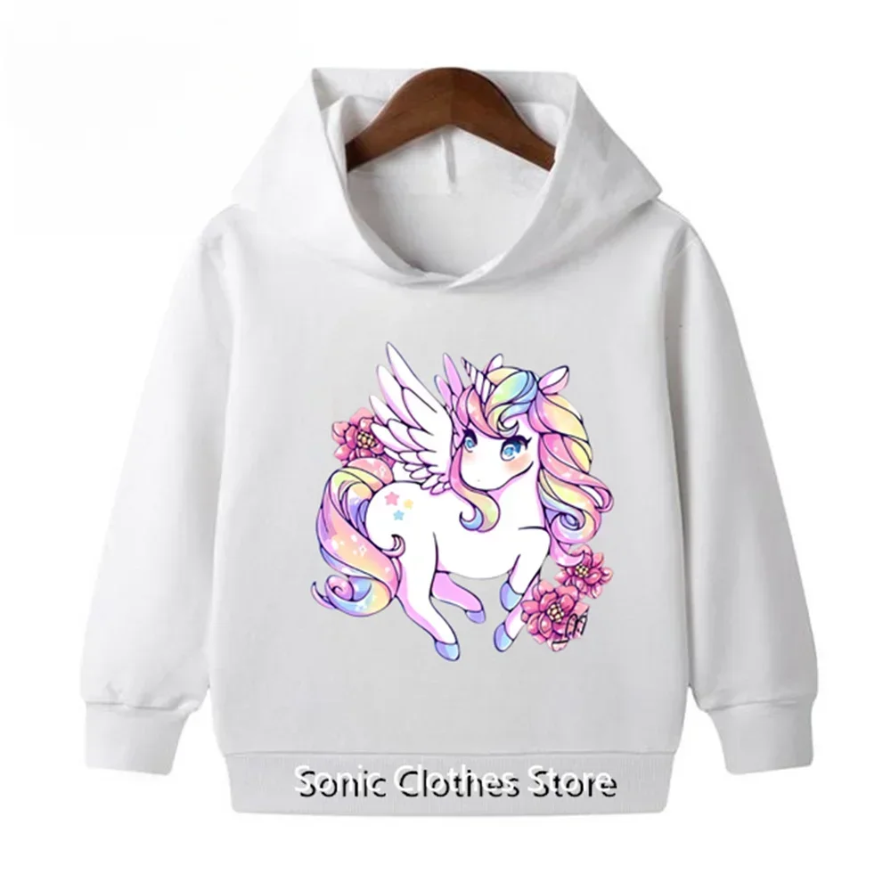 Unicorn Hoodie Kids  Boys Girls Hoodies Fall  Cute Sweatshirts Children Long Sleeve Cartoon Casual Hooded Top Clothing