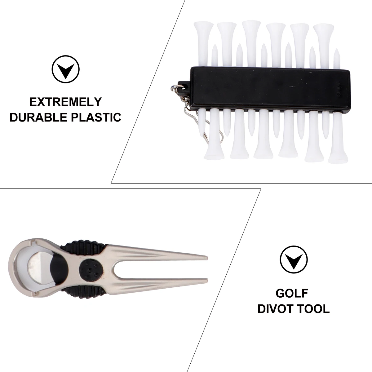 

3pcs Golf Tools Accessories Durable Plastic Retractable Clip Brush Divot Repair Ball Marker Tee Pack Holder Portable Storage