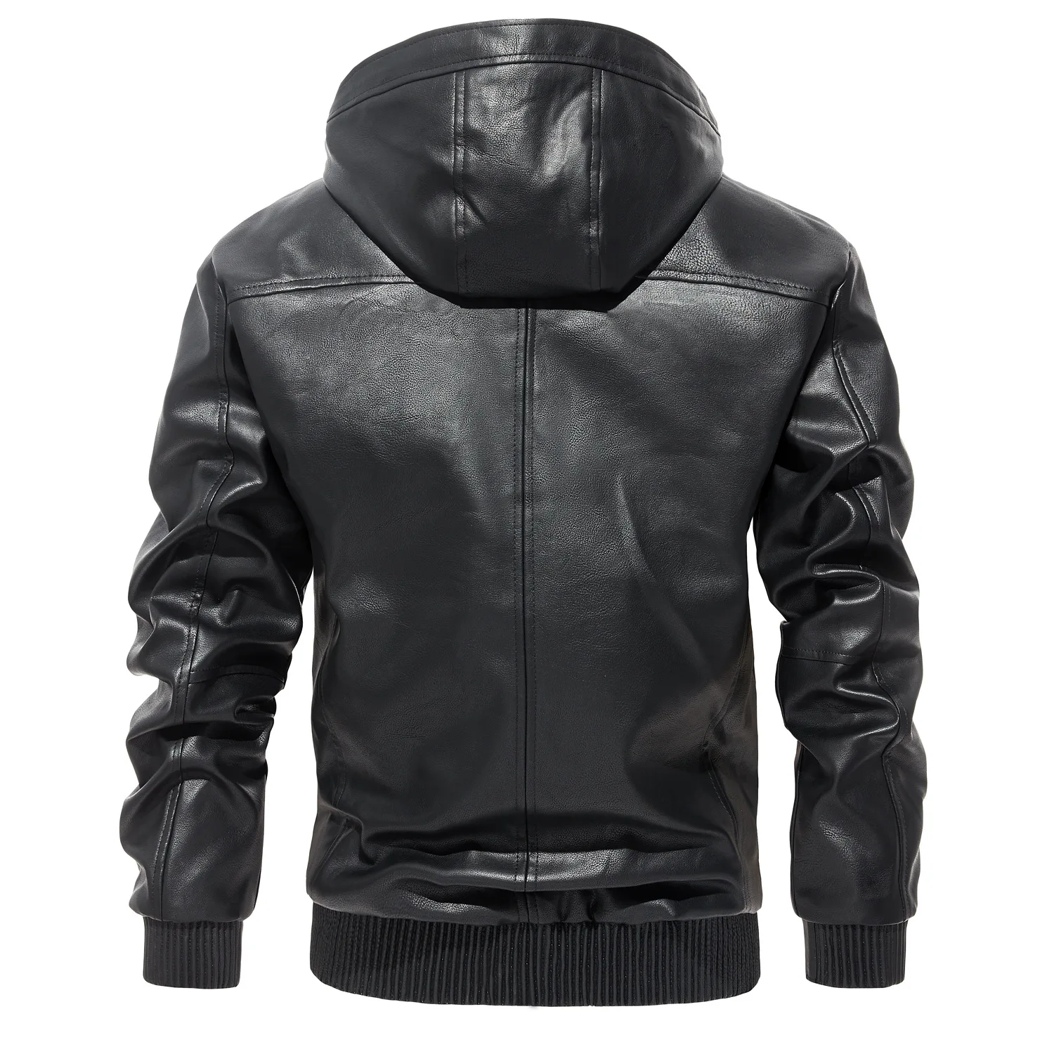 Men's Leather Jacket Casual Versatile Hooded Contrasting Colors Coat Trendy Comfortable Zippered Top Chaquetas Hombre Masculino