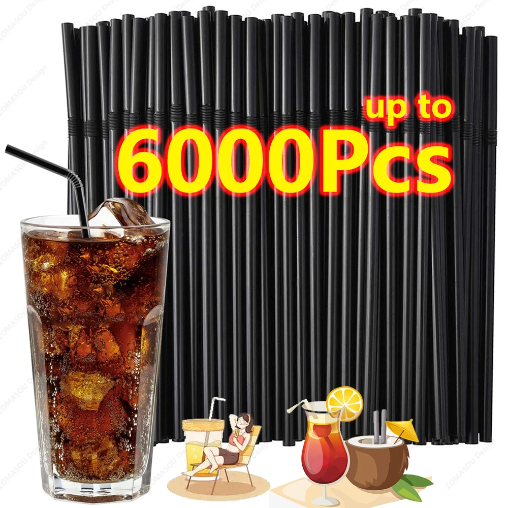 50-6000 Uds pajitas negras coloridas para fiesta de boda Cola té de la leche cóctel pajita para Bar cocina bebidas hogar al por mayor