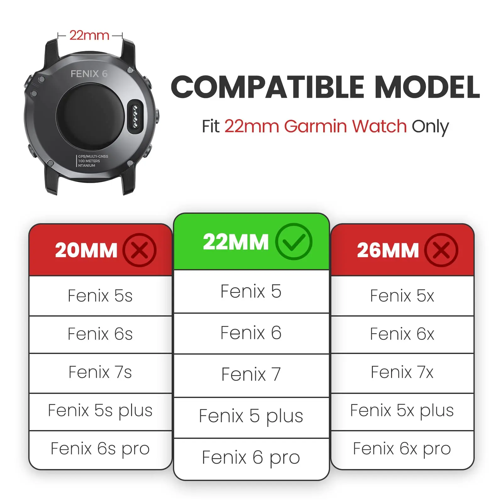 22mm Watch Strap For Fenix 6 watch band for Fenix 5/Fenix 7/Fenix 6 Pro/Instinct/Fenix 5 plus/Forerunner 965/Forerunner 945/ 745