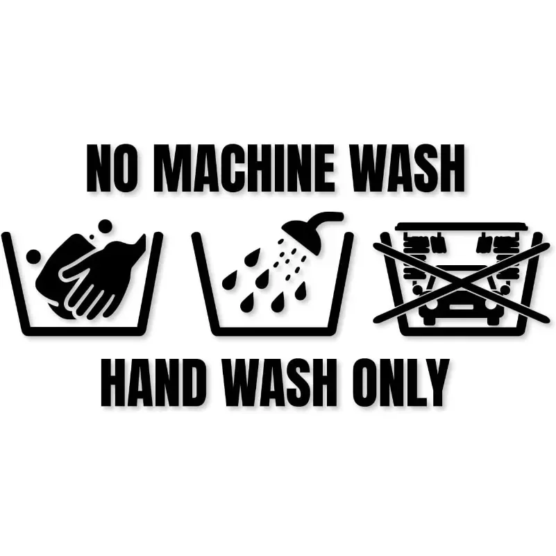 Waterproof Hand Wash Only Warning Vinyl Decal No Machine Wash Sticker Multi-Color for Car Window Bumper Decor