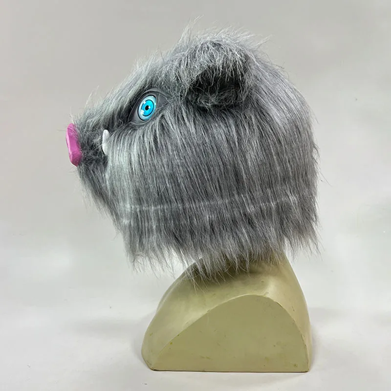 2026 Inosuke Hashibira Mask Helmet Cosplay Hood Hair Pig Mask Headwear Halloween Carnival Costume Prop