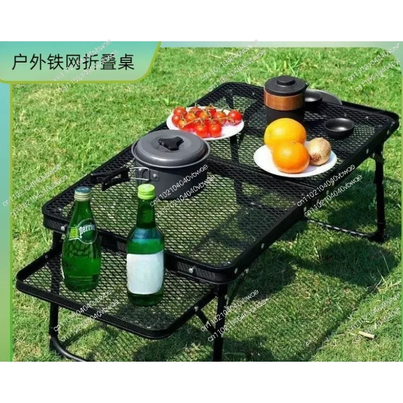 Outdoor Folding Tables and Chairs Camping Picnic Table Barbecue Grid Table
