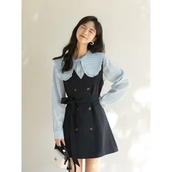 MISHOW Spring Vest Dress Korean Doll Collar Shirt 2PCS Set Long Sleeve Elegant Shirt Female Clothing sold separate MXB12C0199