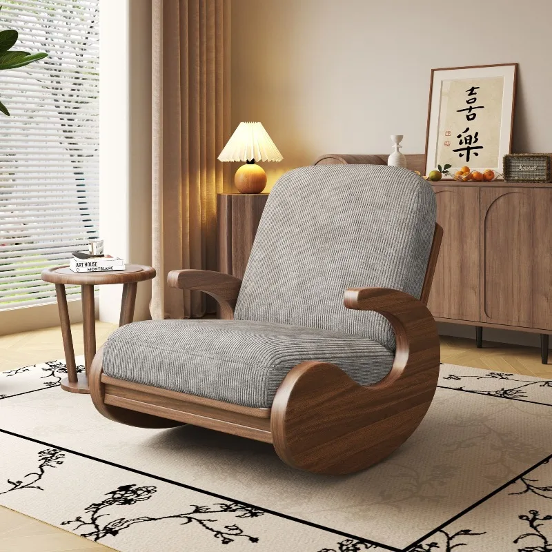 

Chinese retro rocking chair single sofa home living room balcony young people solid wood recliner bedroom