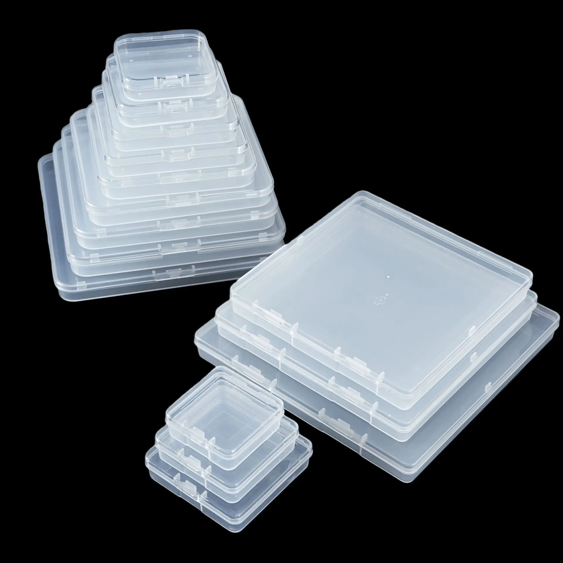 Square Flat Clear Plastic Box Hardware Tool Parts Storage Case Transparent Component Organizer Container Accessory Sorting Case