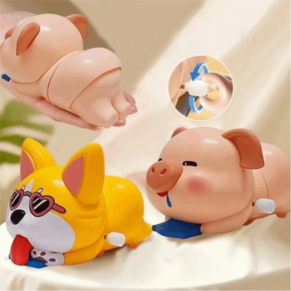 Cartoon Kruipen Trainingsspeelgoed Puppy Varken Valbestendig Opwindschommel Wandelspeelgoed Niet-giftig materiaal Interactief speelgoed Puzzelspeelgoed