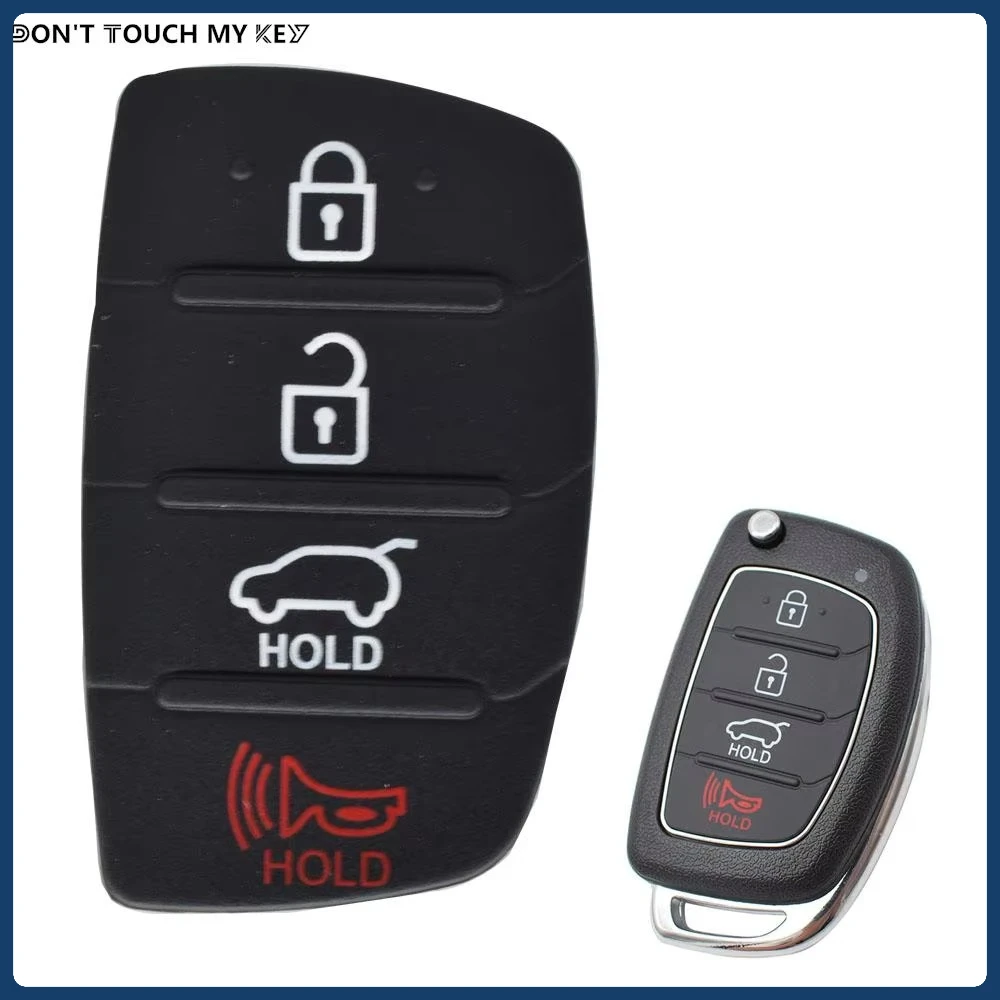 4-point Key Cover, Rubber Button Pad Replacement Cover ,Car Remote Key Fob Shell  for Hyundai Tucson Santa Fe / Ix45 Sonata I40