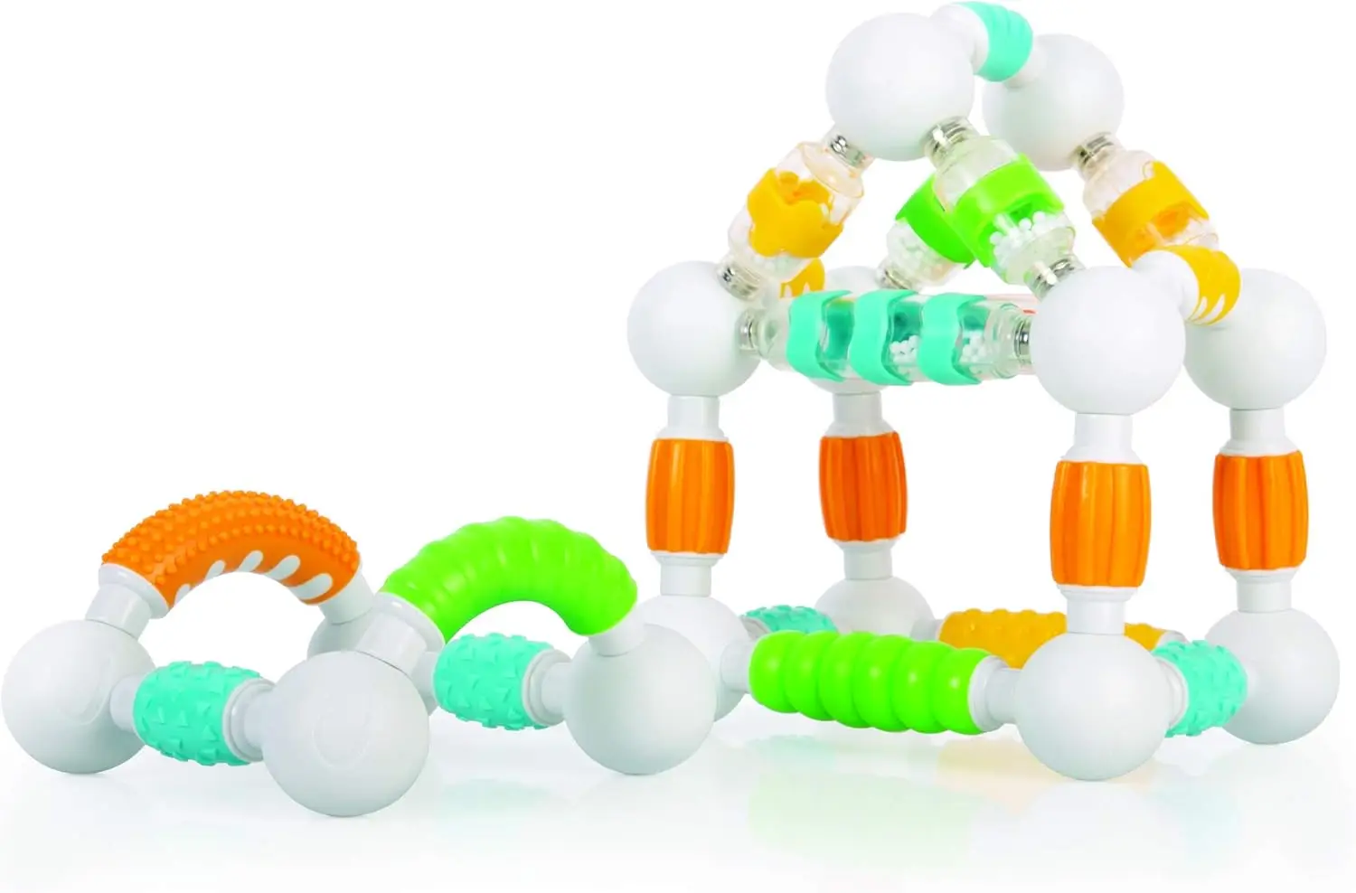 Grippies Shake, Build and Curve – Ensemble de 70 pièces : jouets d'apprentissage à tige magnétique, ensemble de construction éducatif amusant pour les tout-petits