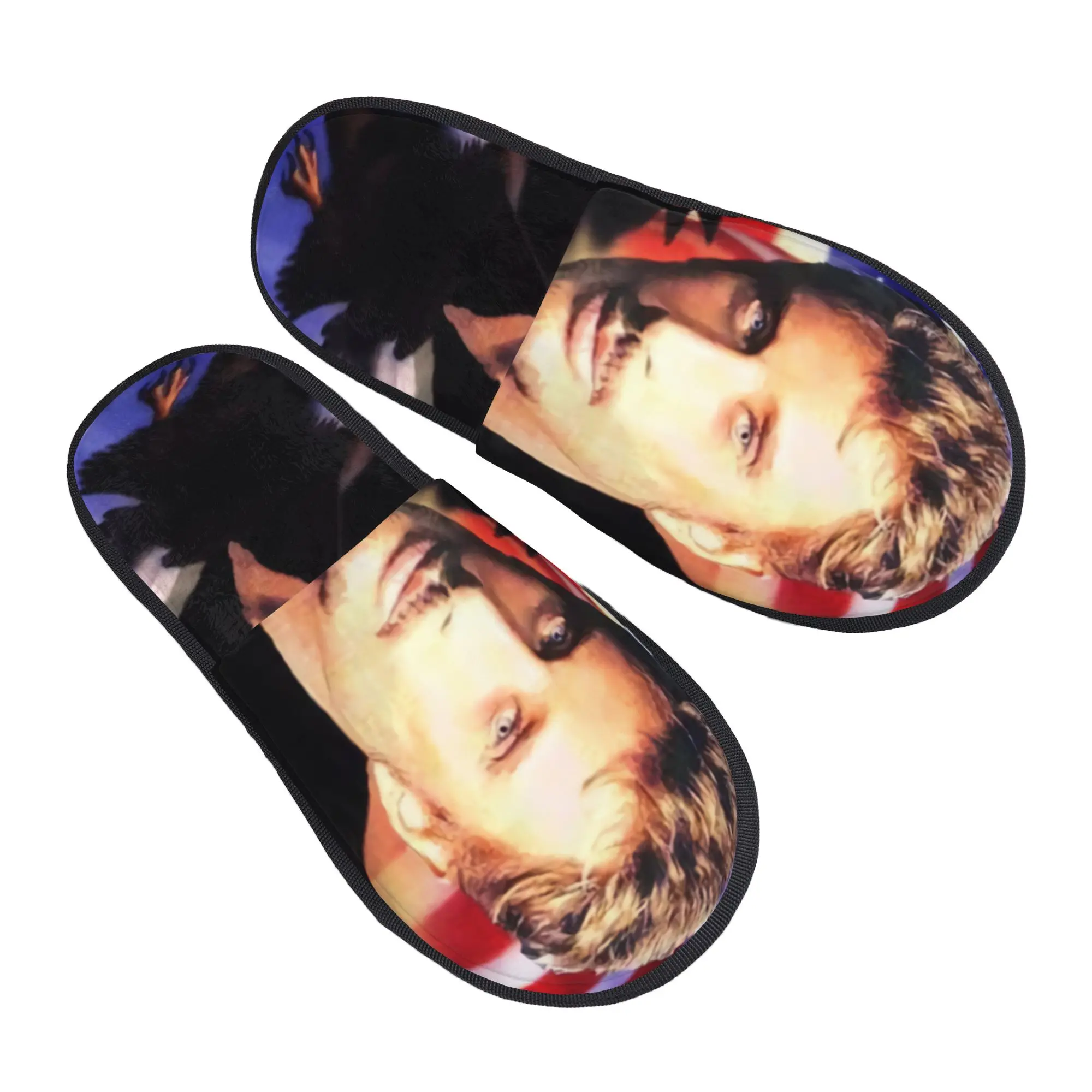 Johnny Hallyday Chaussures d'intérieur moelleuses antidérapantes pour femmes et hommes, pour couples, familles, chambres, dortoirs, hôtels, chanteurs, France