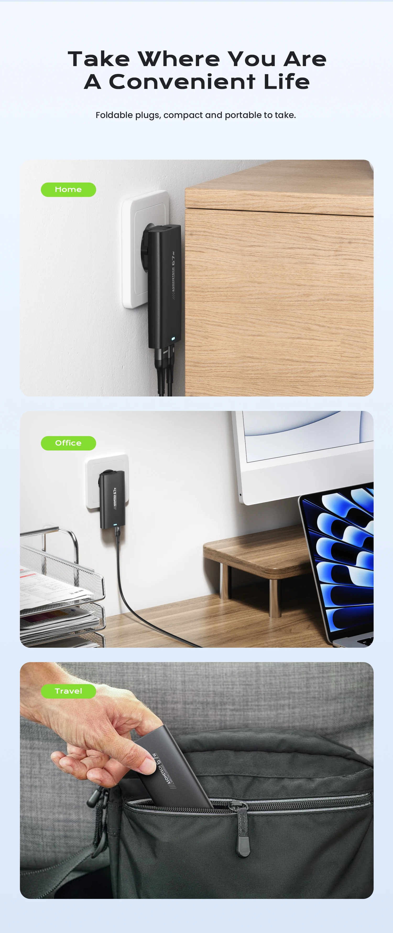 67W GaN USB-C-Ladegerät, schnelles Laden 4.0, PD3.0, PPS, tragbares, ultradünnes Typ-C-Ladegerät für iPhone, Samsung, Macbook, Laptop – Detail 13