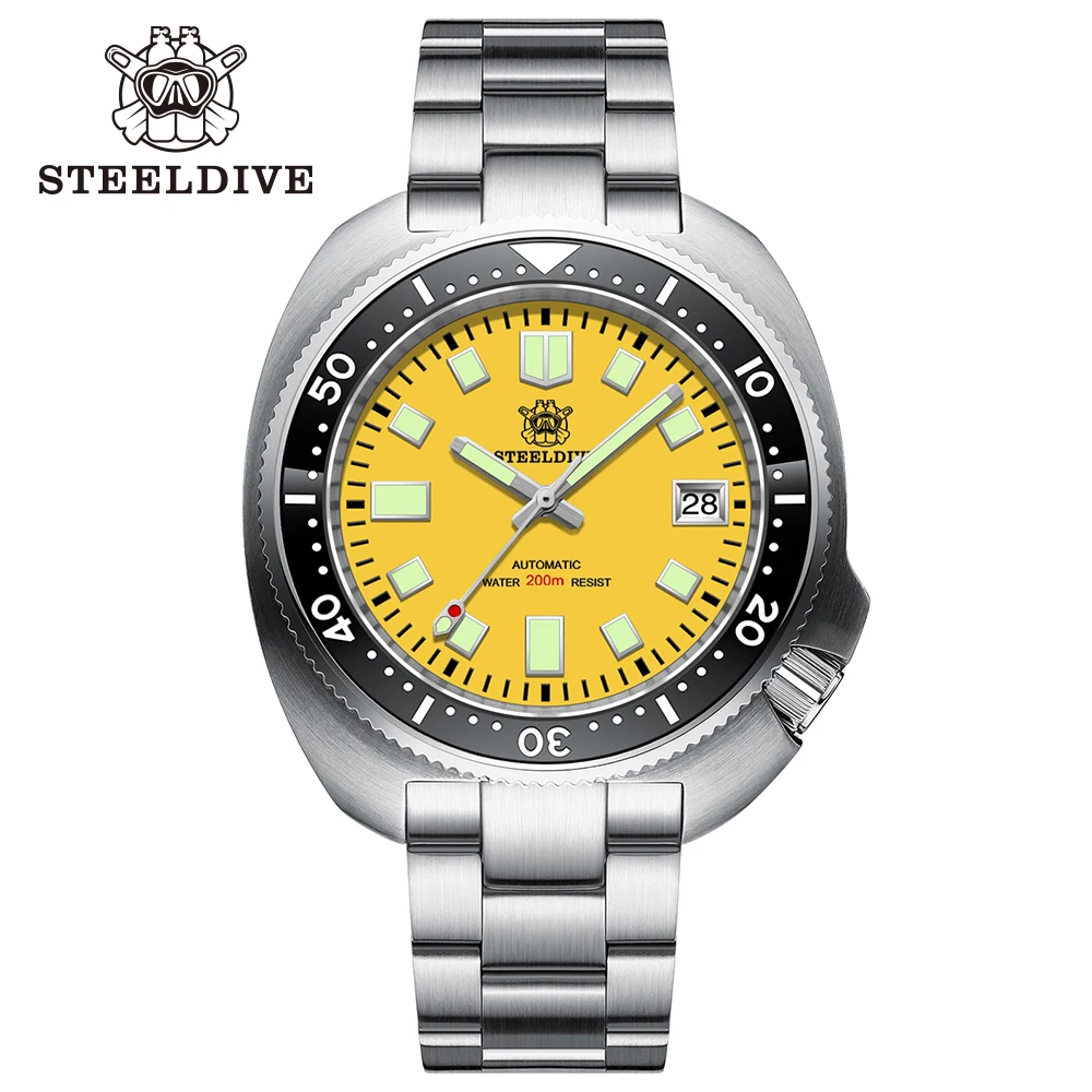 

STEELDIVE Official SD1974 Diving Watch 200M Waterproof Date NH35 Movement Luxury Mechanical Wristwatch 316L Stainless Steel Case