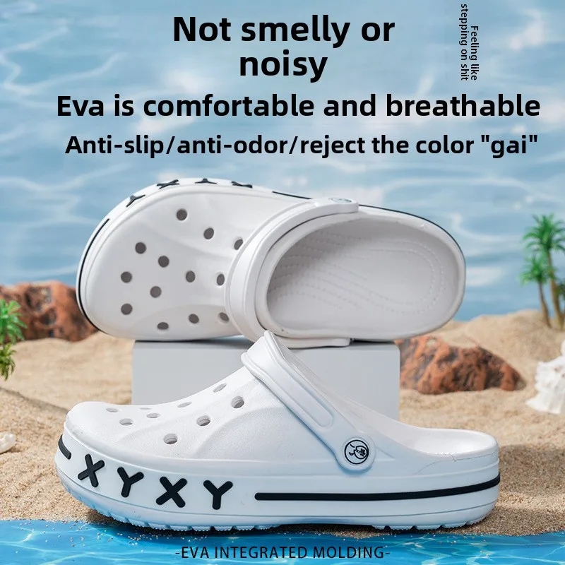 Men's Sandals Summer Non-slip Beach Shoes Casual Slippers Couple Big Letter Slides Light Weight Nurse Shoes for Women