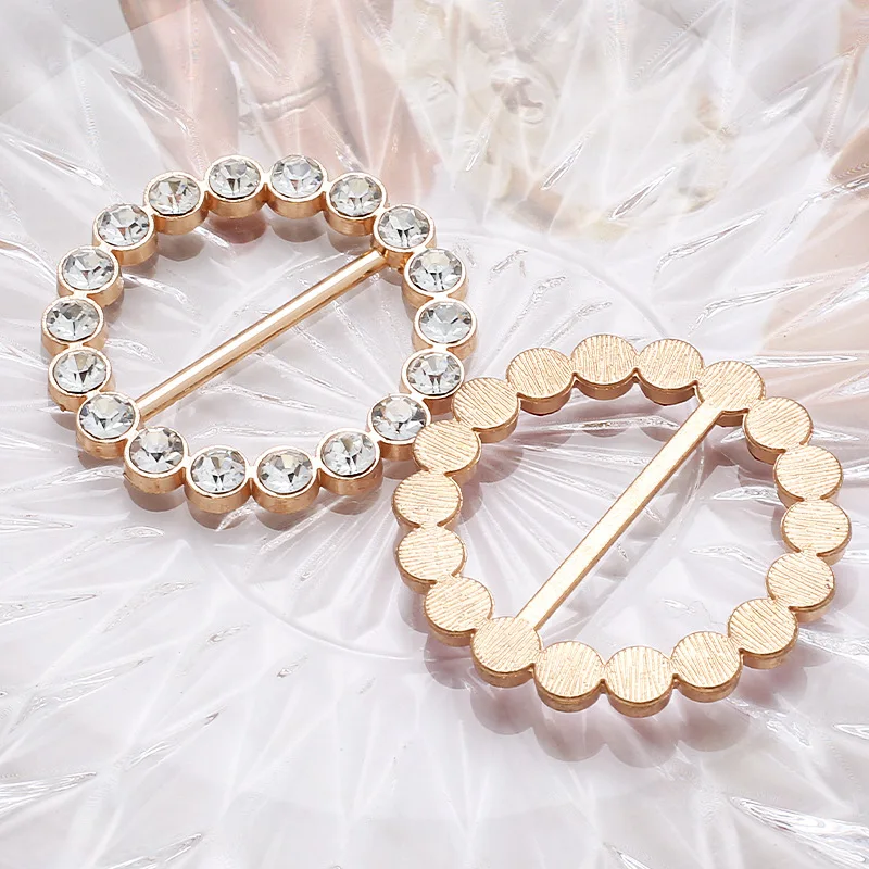 Boucles d\'Angle Nouées Rondes en Métal, Strass Haut de Gamme, Décor d\'Écharpe, pour T-shirt, Nministériels d, Fixation de Châle, 1 Pièce