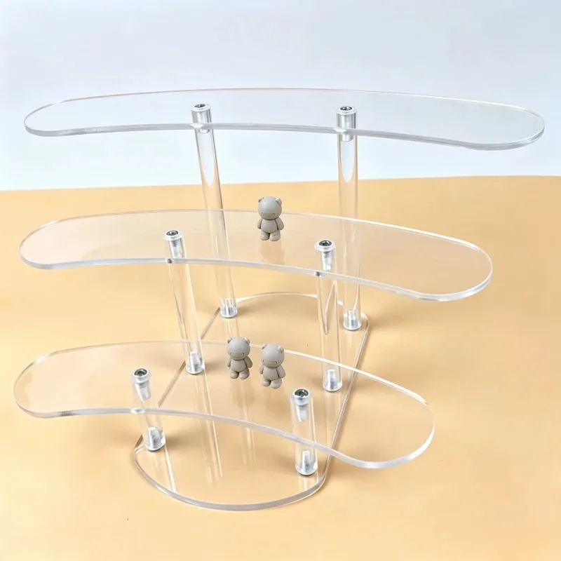 3 Tier Wave Shaped Clear Acrylic Display Stand Multi Layer Riser Shelf Cosmetic Perfume Bottle Organizer Rack Jewelry Makeup