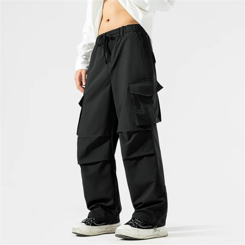 

New Spring And Autumn Men'S Fashionable Loose And Versatile Casual Trousers High-Quality Multi Pocket Straight Leg Pants