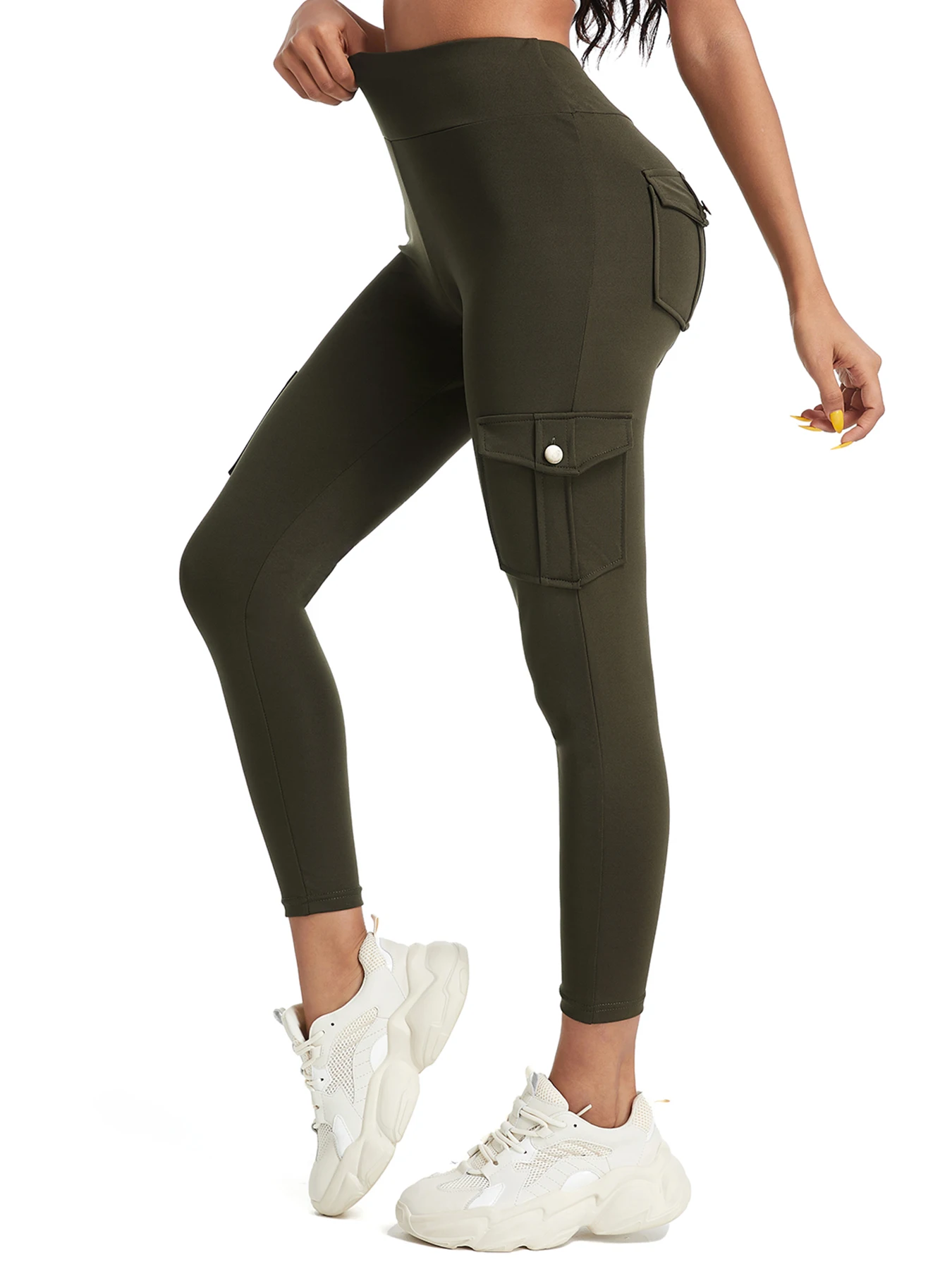 Multi Pocket Cargo Leggings For Women High Waist Butt Lifting Leggings Stretch Slim Workout Yoga Fitness Running Pants