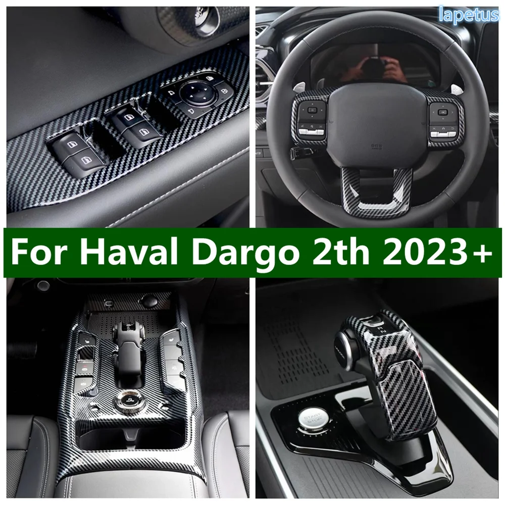 

ABS Carbon Fiber Look Window Lift / Steering Wheel / Gear Shift Panel Cover Trim For Haval Dargo 2th 2023 2024 Car Accessories