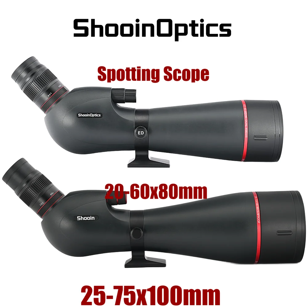 

Оптика Shooin, зрительная труба, 20-60x80, зум, монокулярный телескоп FMC BAK4, водонепроницаемый для наблюдения за птицами, стрельба по мишеням