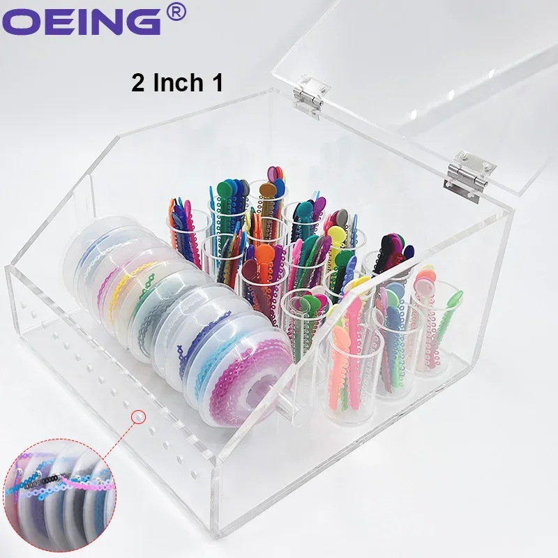 1Pc Dental Elastic Power Chain Organizer Storage Box Orthodontic Ligature Tie Box Holder Acrylic Placing Case Dental Storage Box