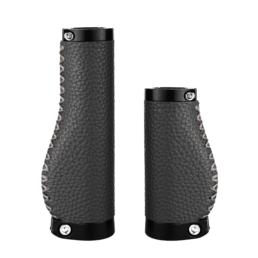 Non-Slip Bike Handle Grips PVC Microfiber Leather Ergonomic Hand-Sewn Retro Anti-Friction Double Lock-on Handlebar Lever