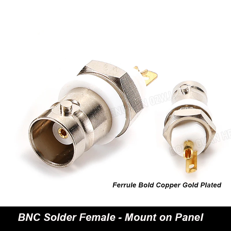 2Pcs BNC Q9 Plug 75 European Welded Female Head With Nut Gasket,D Type Panel Installation BNC Welding Seat Adapter ﻿