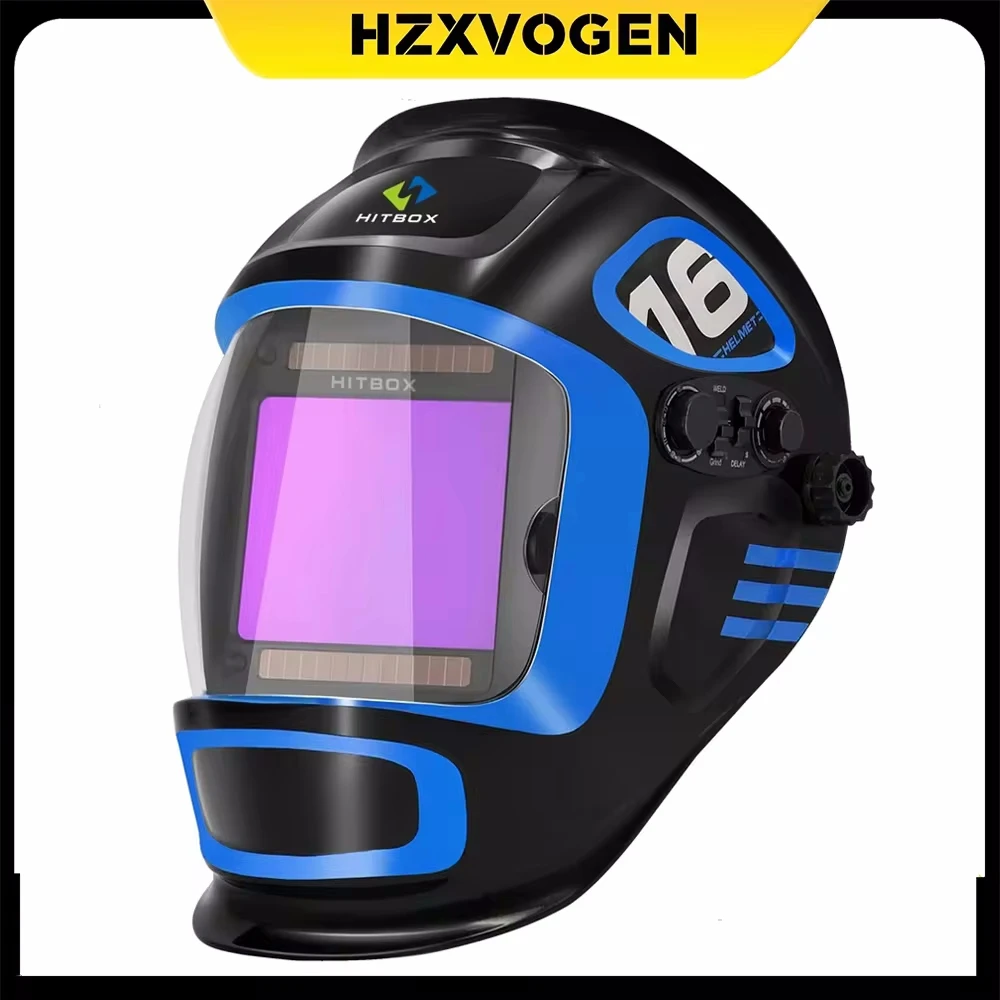 

HITBOX Welding Helmet Mask Ture Color Auto Fast Darkening Welding Helmet Super Large View Helmet for MIG TIG ARC Welder Machine