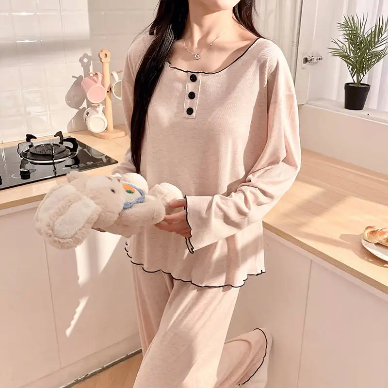 

Pajama Sets Goth Women Smooth Pants Cherry Tropical Knitted Charming Plain Silky Short Sleeve Heart Checkered Pure Thick Flower