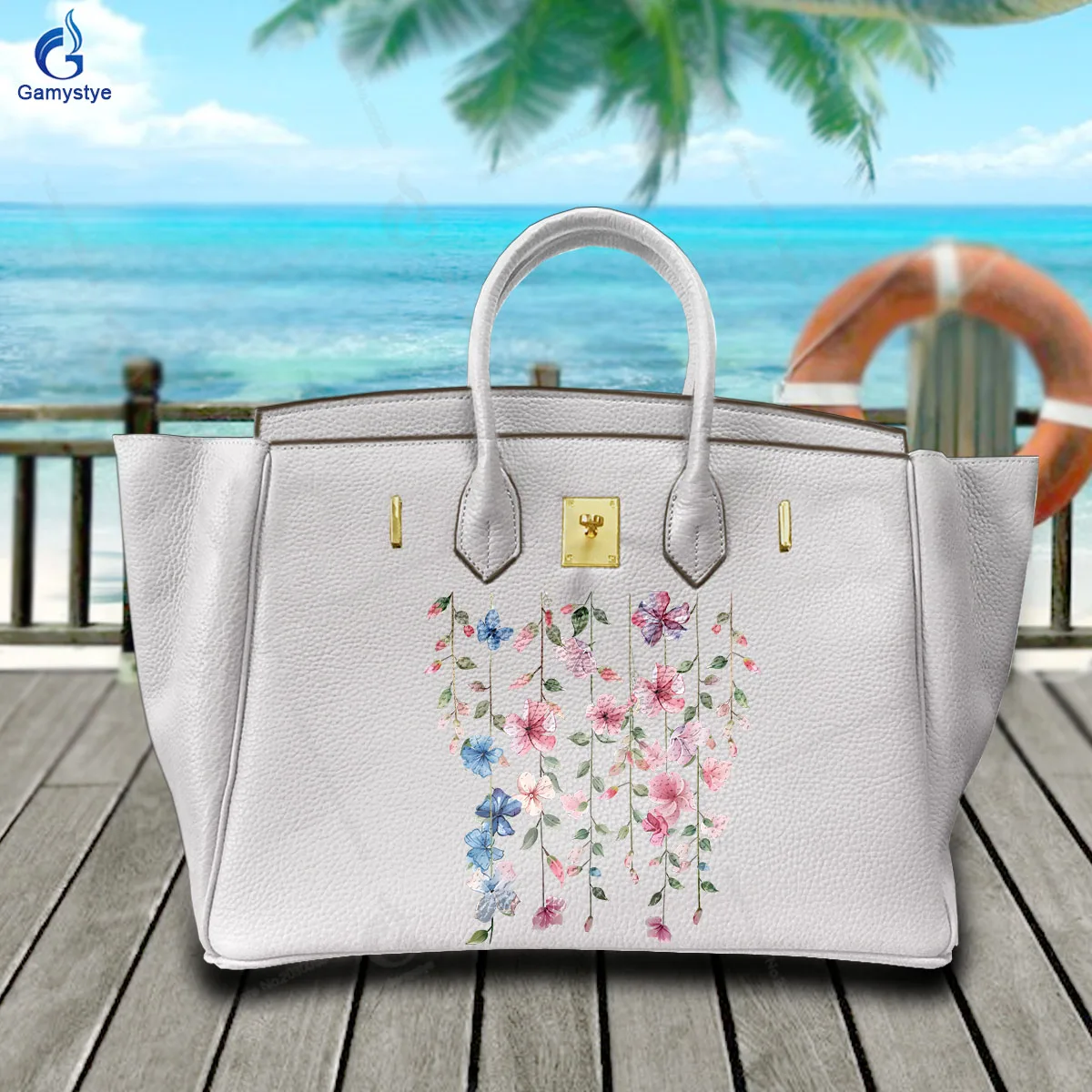 

Graffiti Artisc Printed Bags Beautiful small floral pattern Soft Cow Leather Women Bags Top-Handle Bags Cross Body Bags Bolsas M