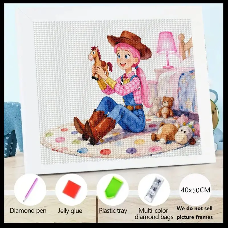 

1 шт., набор для алмазной живописи с милым мультяшным пастушкой, 5D полная дрель, сделай сам, художественное ремесло для детей и взрослых, счастливой девушкой с розовым хай
