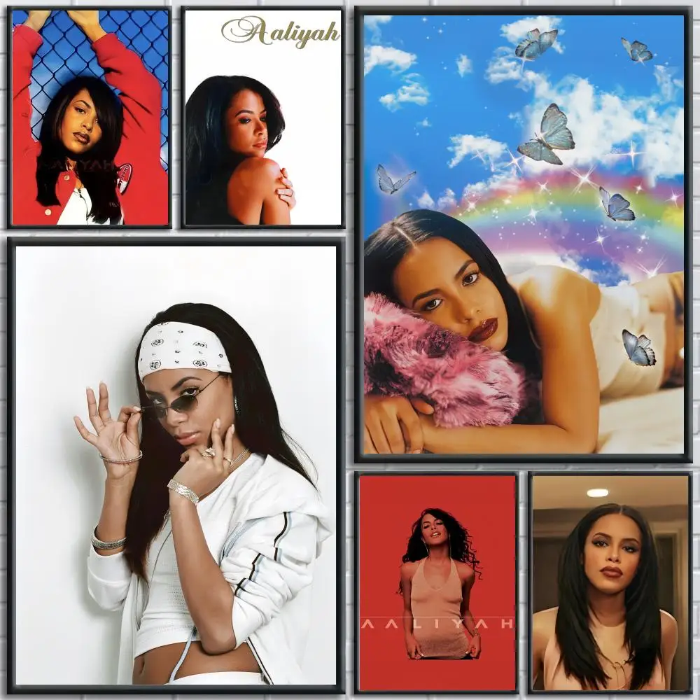 Singer A Aaliyah Album Painting Calligraphy Wall Art Canvas Poster Premium Home Decor Print for Living Room Bedroom