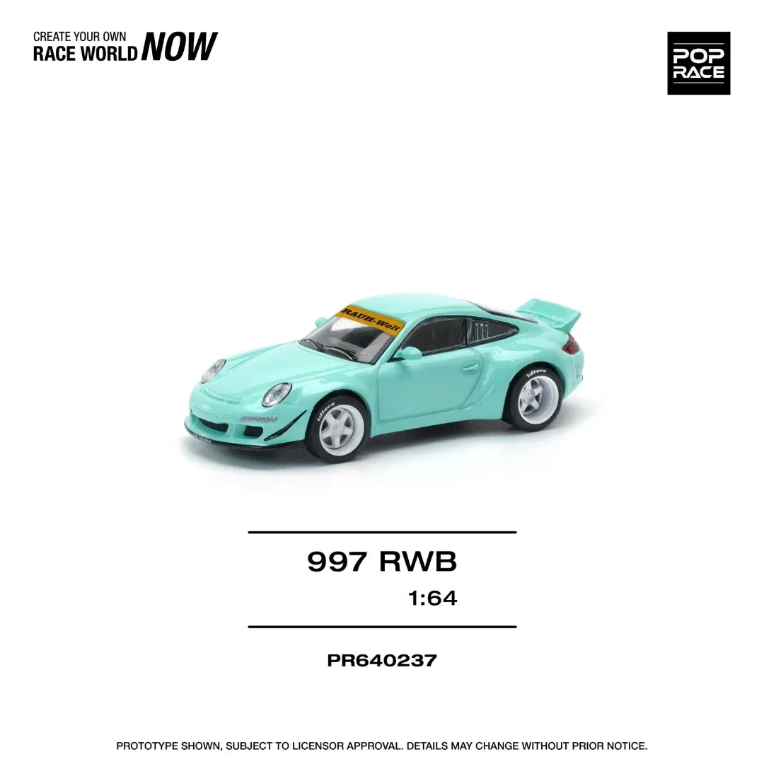 PreSale POP RACE 1:64 RWB 997 Duck Wing TFN Blue Diecast Diorama Car Model Toy