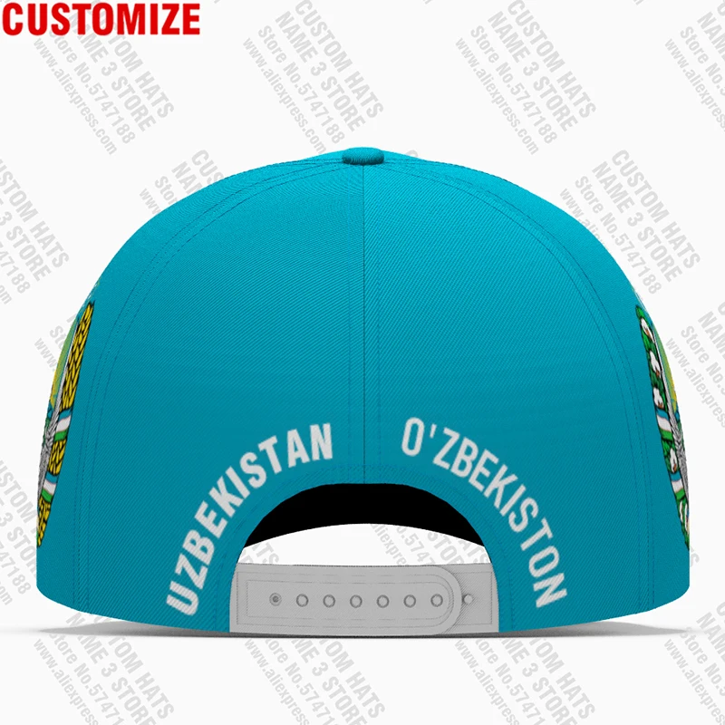 Uzbekistan male youth diy free custom made name number uzb casual hat nation flag uz ozbekiston uzbek country boy baseball cap