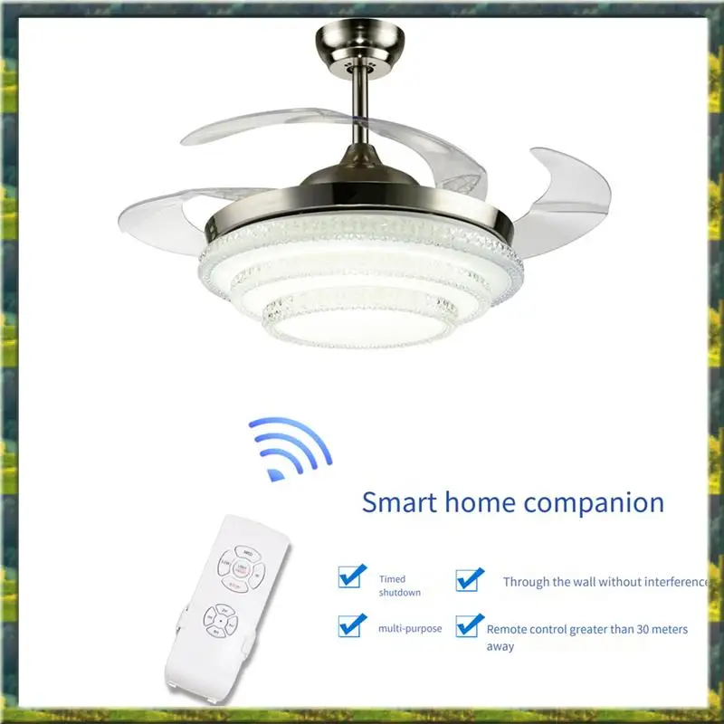ABGZ Ceiling Fan Lamp Remote Control Kit Adjusted Wind Speed Transmitter Receiver Timing Control Switch 110V White&Black 1Set