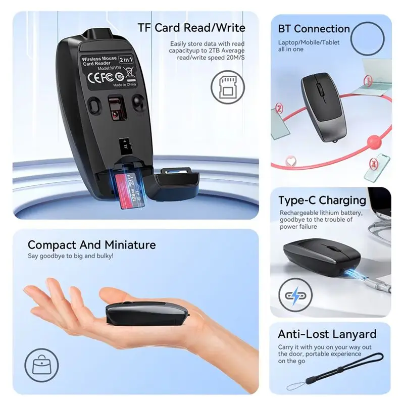 Efficient Rechargeable Office Mouse With Bluetooth, Supports TF Card Reading And Writing, Lightweight Mice B