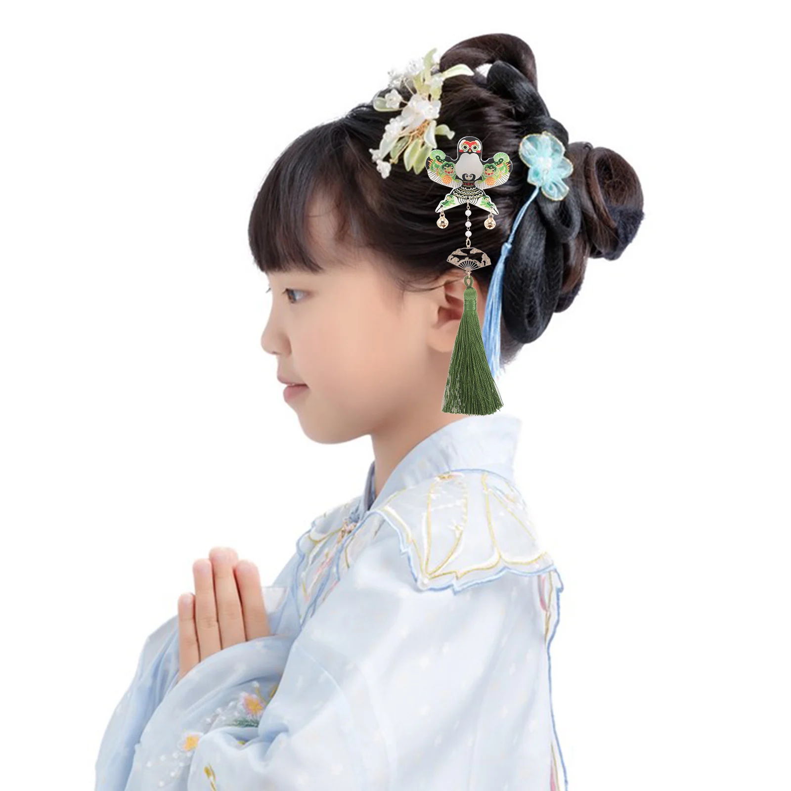 

Vintage Chinese Hairpin Clips for Kids Handmade Alloy Tassel Style Elegant Hanfu Accessories Traditional Asian Dangling