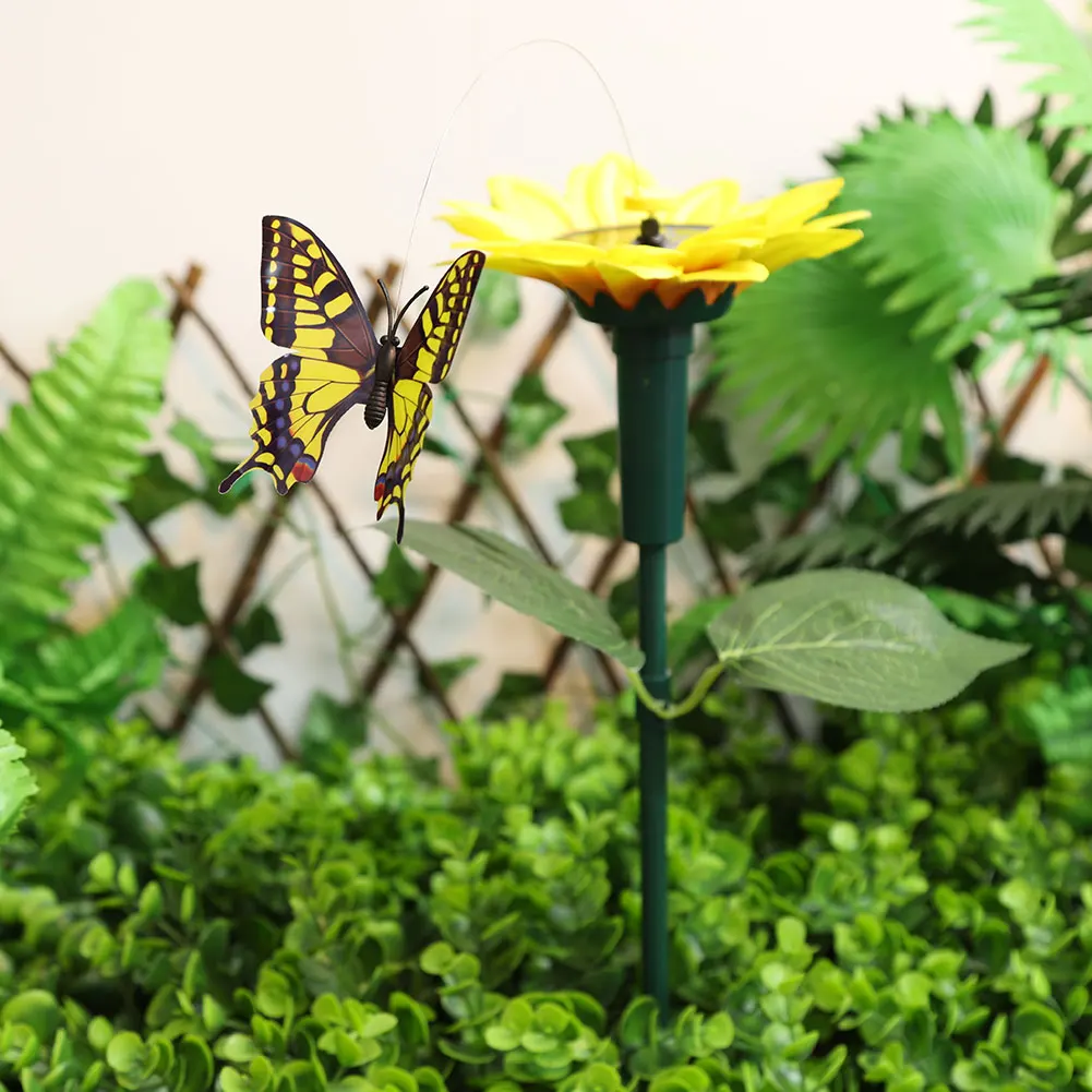 

Solar Sunflower Animal Stake Decor Outdoor Decorative Stake Waterproof Lifelike Hummingbird Decor Versatile for Garden Decor