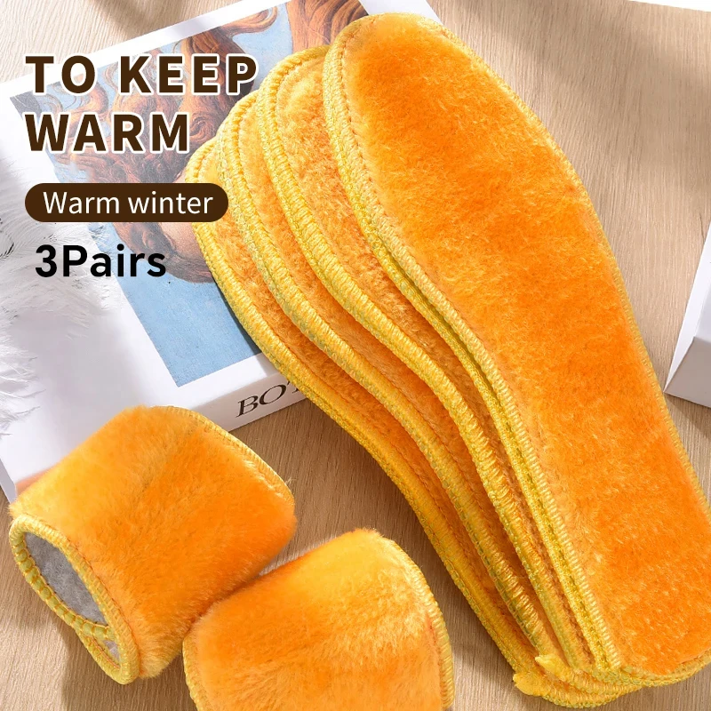 Winter Self Heated Thermal Insoles for Shoes Wool Thicken Warm Soft Shoes Pads for Men Women Breathable Skin-friendly Insoles