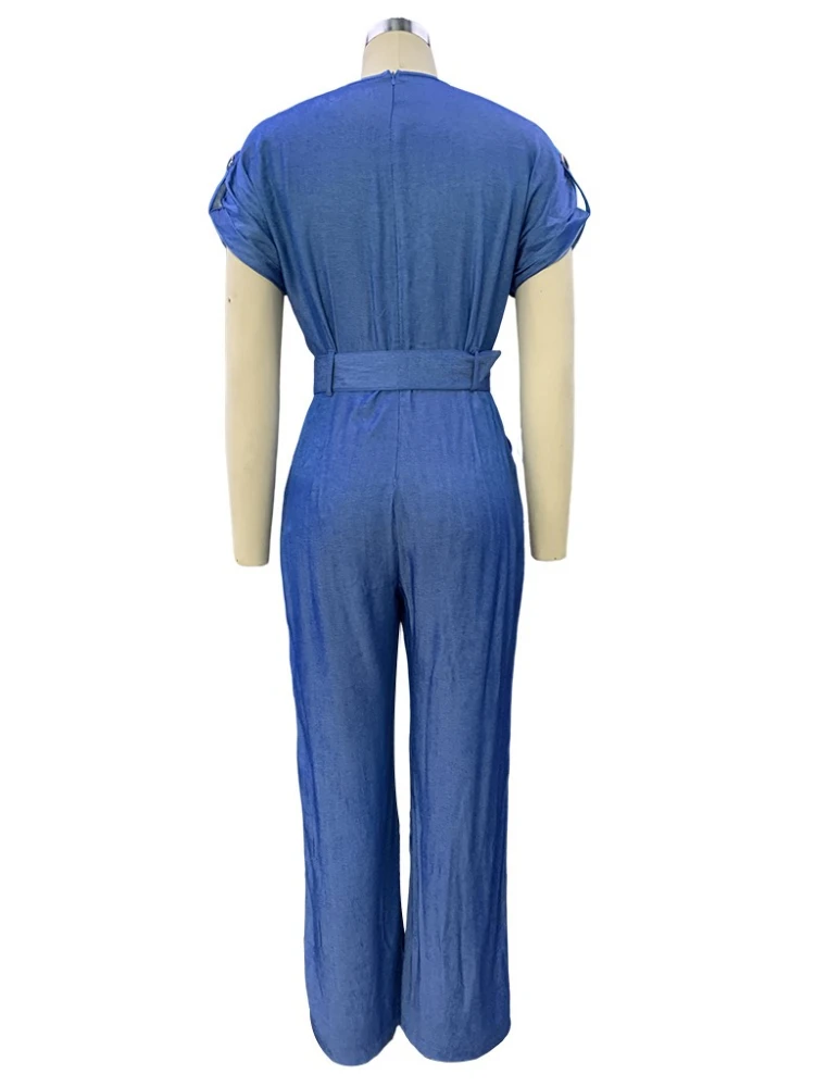 بدلة قطعة واحدة للسيدات بدلة قفز طويلة أنيقة وأنيقة للنساء بدلة عمل كاجوال بحزام مطبوع برباط