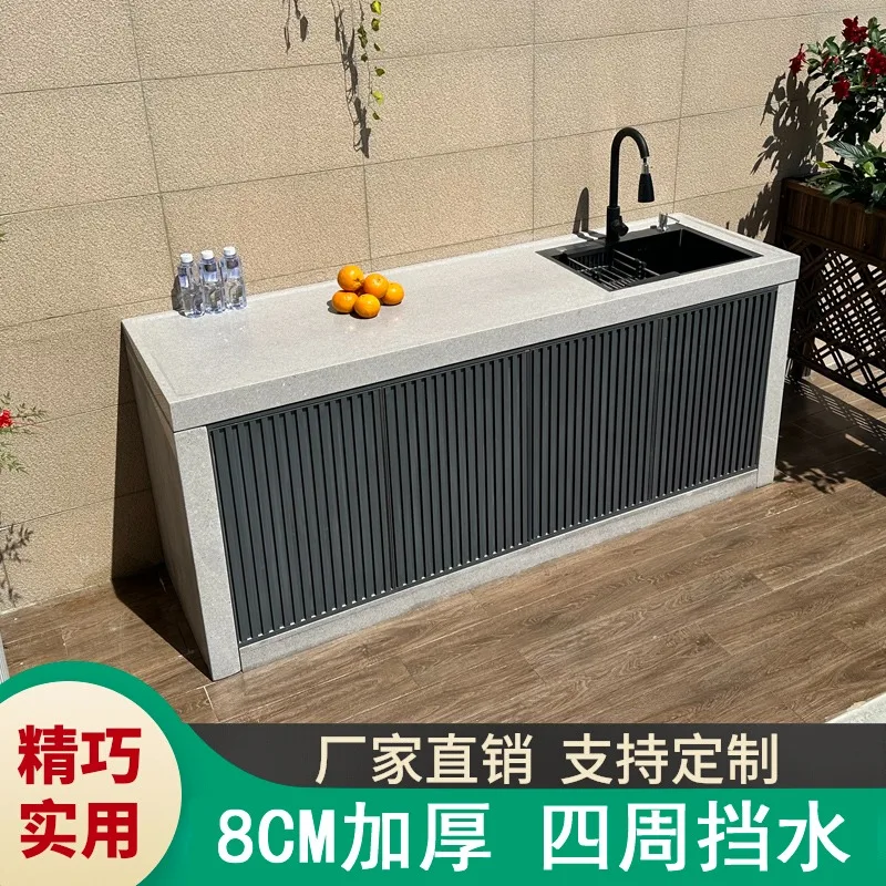 Courtyard Outdoor Island Platform Work Outdoor Operator Granite Wash Table Integrated Pool Cabinet Villa Garden