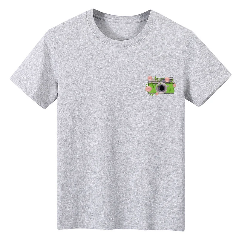 Summer Aesthetic Camera Print Basic Short Sleeve T-shirts Streetwear All Match Loose Tops Women Casual Harajuku Oversize O Neck