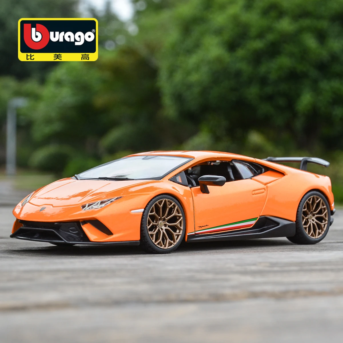 Bburago 1:24 Lamborghini Huracan performte Orange mobil sport, mobil statis, Model koleksi kendaraan Die Cast, mobil mainan