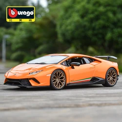 Bburago-coche deportivo Lamborghini huracán performance naranja, vehículo fundido a presión estático, modelo coleccionable, juguetes de coche, 1:24