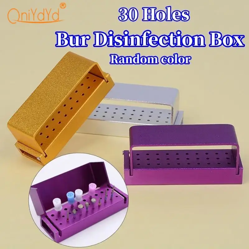 Dental 30-Hole Aluminum Alloy Bur Box Disinfection Case for Fg/ra Burs High/low Speed Fit Burs Disinfect Dental Lab Tool