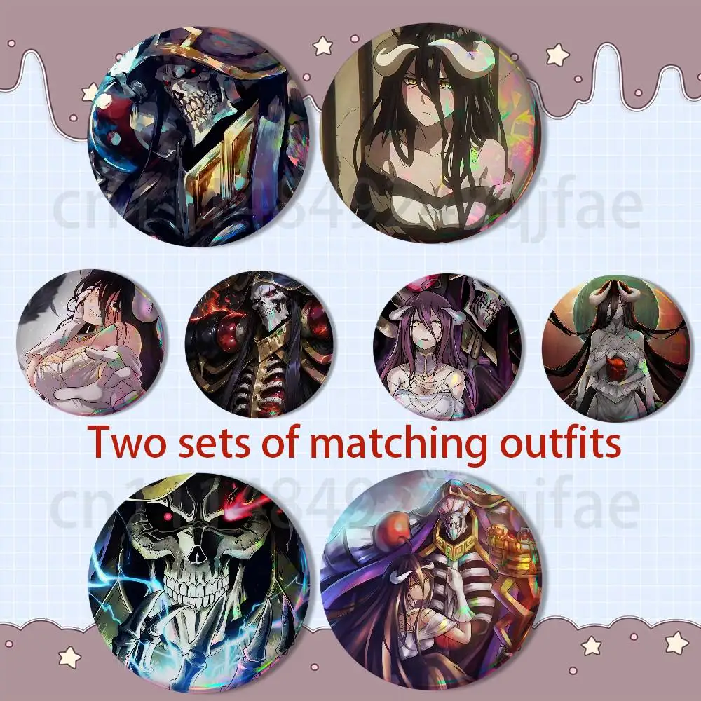 cool Albedo Ainz Ooal Gown Overlord HD Print Round Lapel Pins Pretty Derby 2 piece set Round Display Brooches Brooch Badges